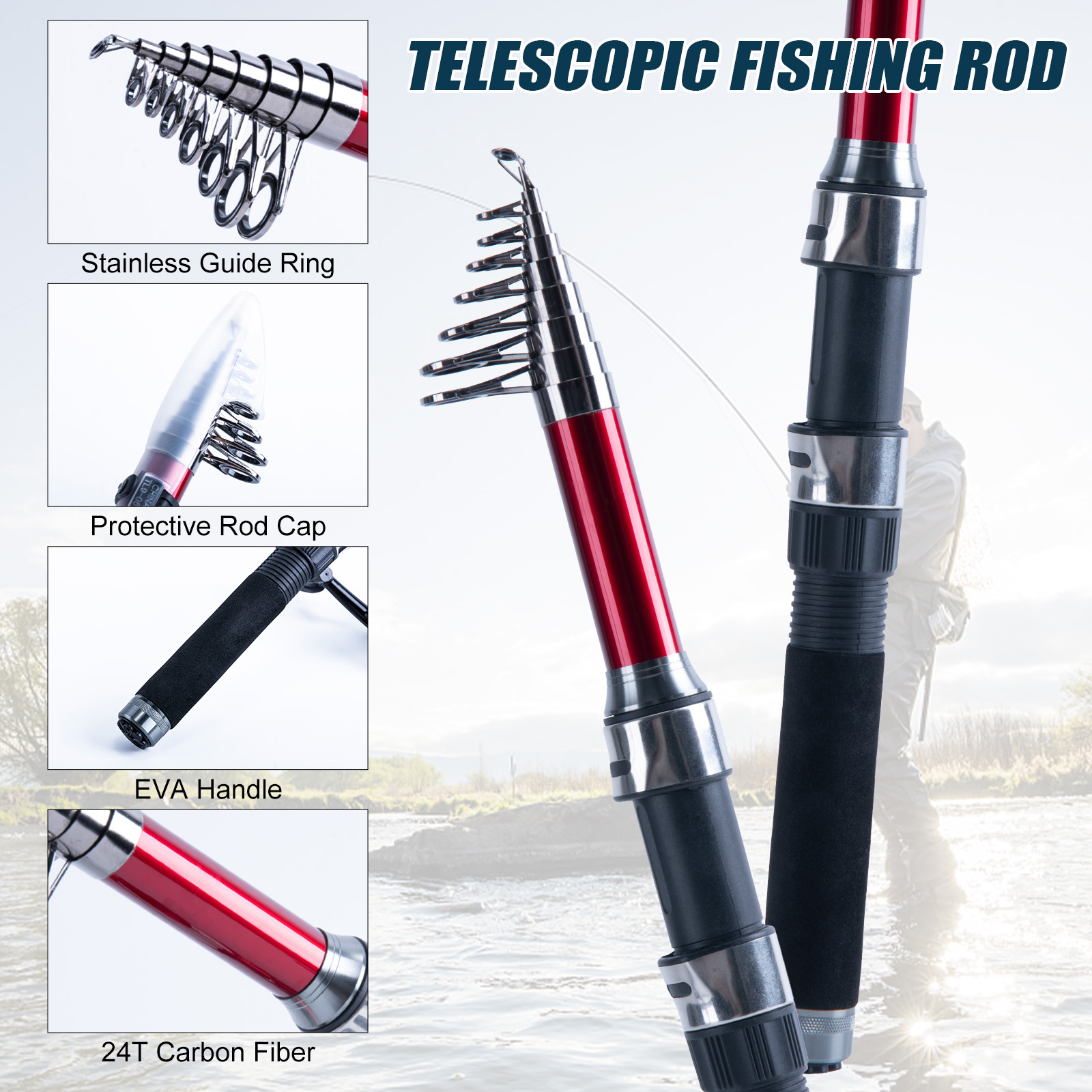 Goture Telescopic Fishing Rod  - Fishing Rod Carbon Fiber recension och pris